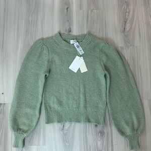 Aritzia Light Green Puff Sleeve Sweater